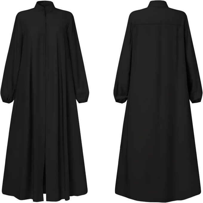 Womens Abaya Muslim Long Sleeve Front Zipper Dress Prayer Islamic Clothes with Pockets – Bild 5