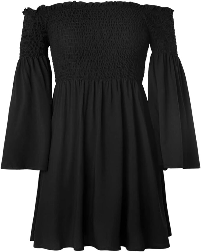 Women's Dress Summer Floral Long Sleeve Off Shoulder Casual Mini Dresses – Bild 2
