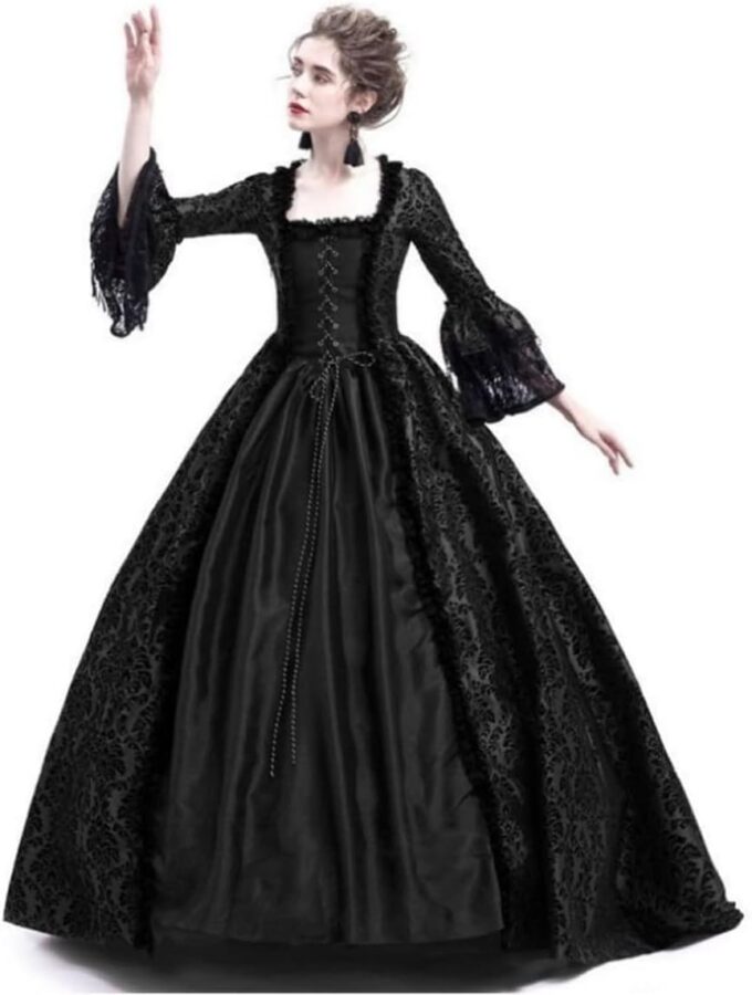 CAMDOM Victorian Dresses for Women Vintage Court Masquerade Dress Medieval Gothic Swinging Evening Gown with Petticoat – Bild 2