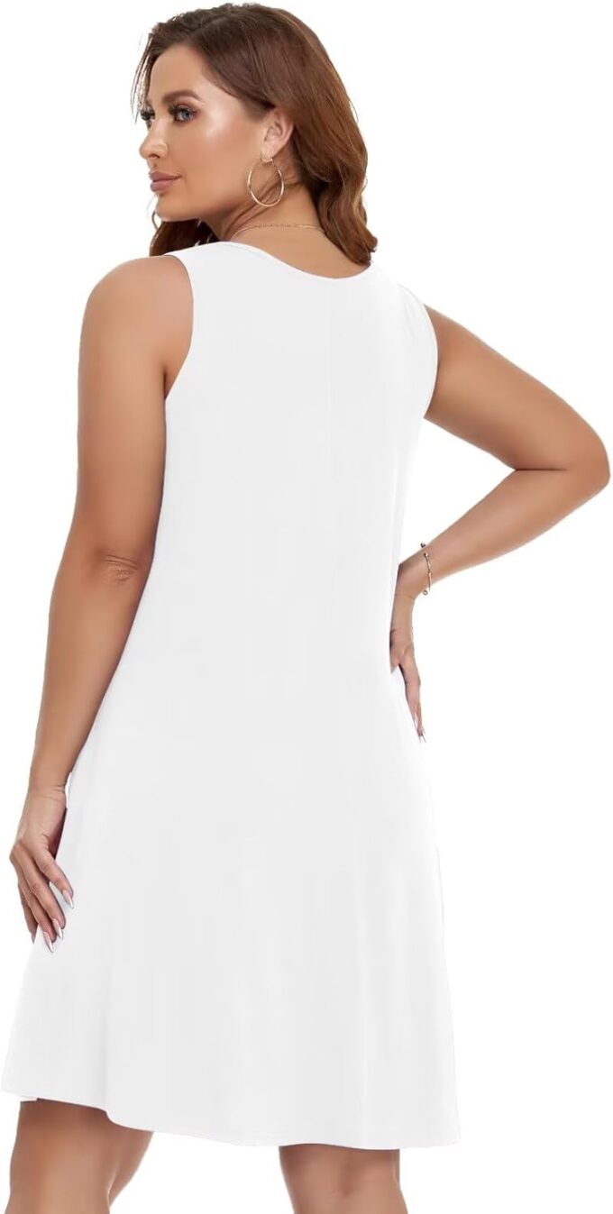BELAROI Summer Dresses for Women Beach Tshirt Sundress V Neck Casual Swing Tank Dress Swimsuit Cover Ups Pockets – Bild 3