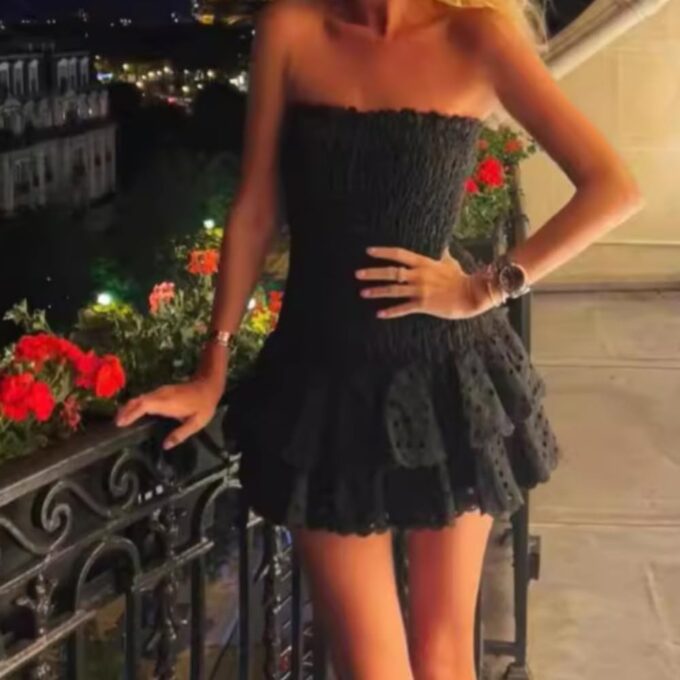Tube Top Preppy Dress Women Y2k Blue Floral Strapless Mini Dress Vintage Short Going Out Dresses – Bild 7