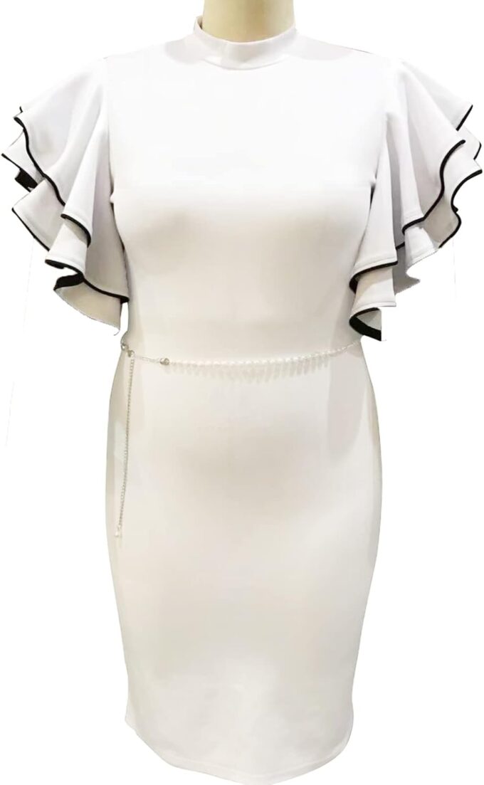 Cololura Plus Size Rüschen Ärmel Peplum Bodycon Formelle Abendkleider Party Kleid – Bild 2