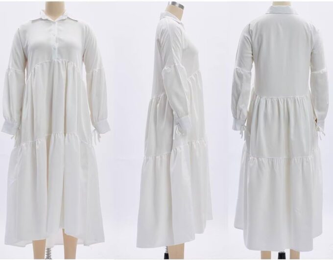 Women's Long Sleeve Maxi Shirt Dress Elegant Button Down Loose Swing Party Dress – Bild 5