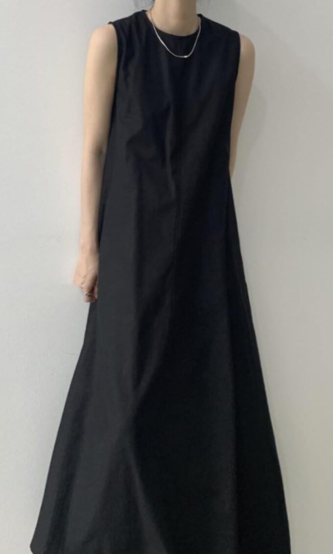 CHARTOU Women Casual Cotton Linen Sleeveless Maxi Dress Ruffle Shift Dress Flowy Beach Summer Long Tank Dress – Bild 3