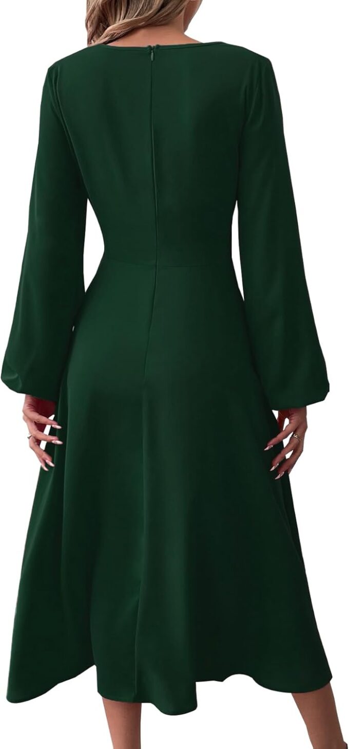 LalaLin Long Sleeve Wedding Guest Dress for Women V-Neck Twist Waist Cocktail Party Maxi Dresses – Bild 4