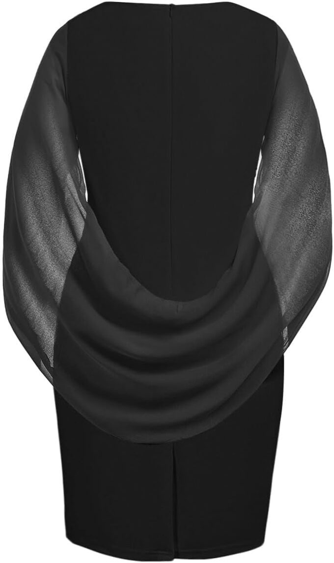 Plus Size Wedding Guest Dress - Women Chiffon Cape Semi Formal Cocktail Party Bodycon Dresses – Bild 2