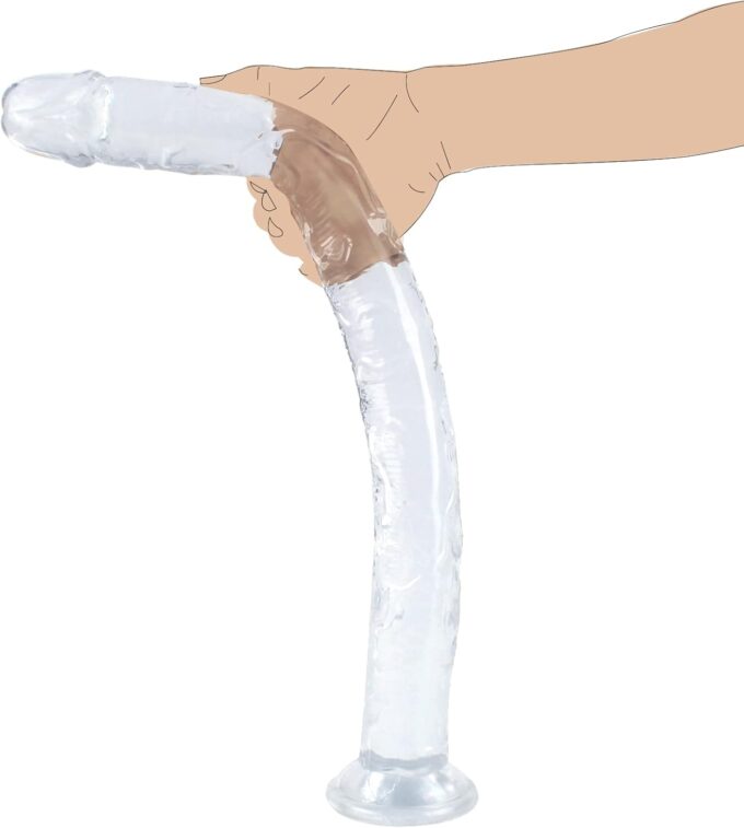 BDSMAGE 45cm extra langer Dildo,XXXL Realistischer Dildo mit Starkem Saugnapf,Transparenter Silikon Kristall Analdildo,Anal Plug Perfekter Masturbator Flirt Dong Sexspielzeug für Paare Frauen