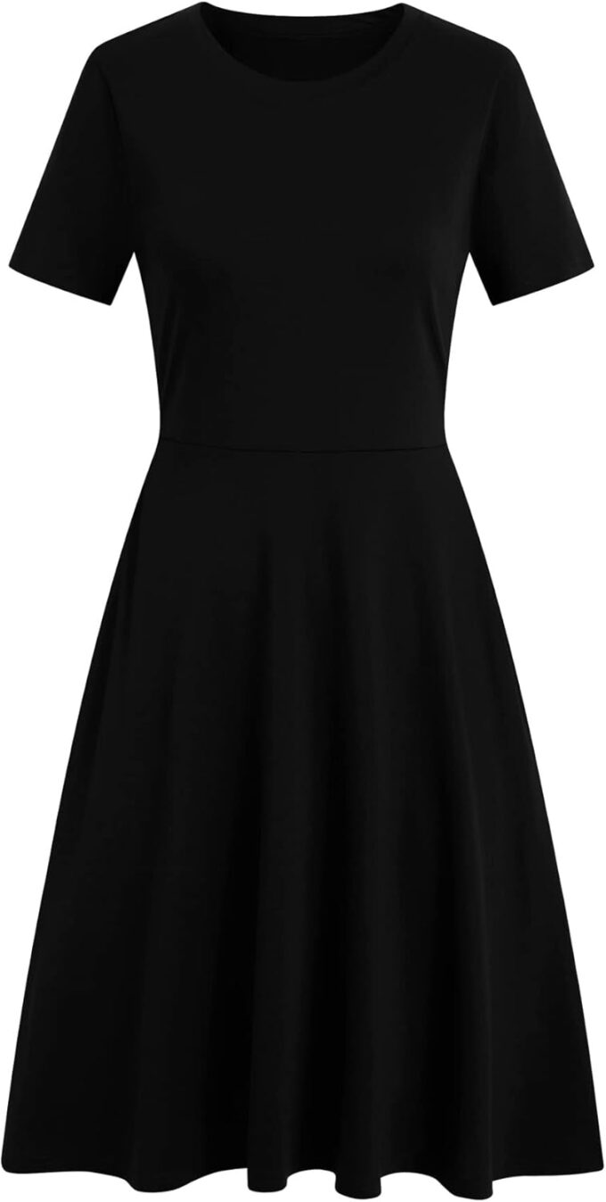Women's Elegant Knee Length Dresses Vintage 50s Office Casual Floral Print Work Party A-Line Swing Dress with Pockets 162 – Bild 3