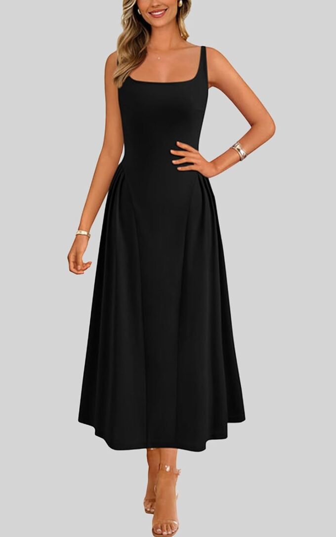 PRETTYGARDEN Solid Color Sleeveless Summer Dresses for Women 2025 Elegant Scoop Neck Cocktail Dress Semi Formal Midi Dress – Bild 4
