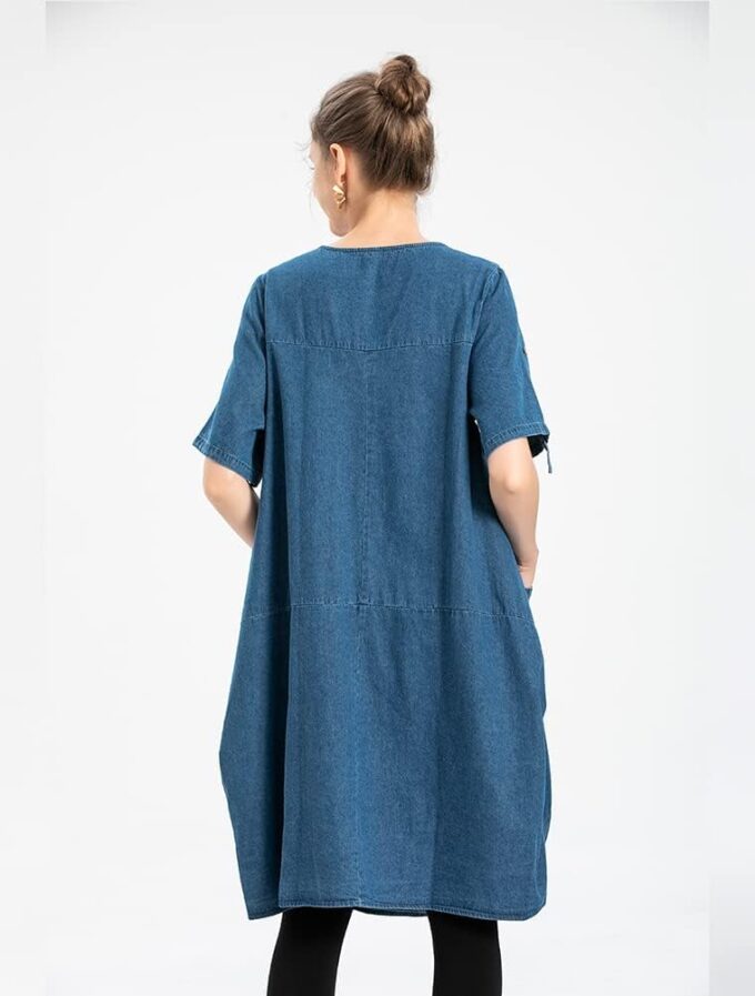 LaovanIn Women's Plus Size Tunic Dress Summer Cotton Linen T Shirt Knee-Length Dresses – Bild 3