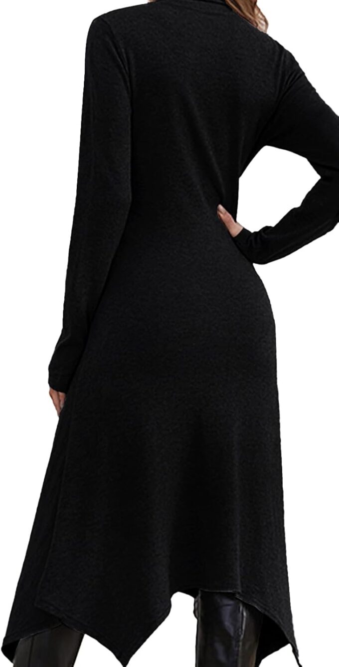 Jayscreate Damen-Pulloverkleid 2023, langärmelig, für Herbst und Winter, Midi-Kleid, zum Binden vorne, hohe Taille, Business-Kleid, Freizeitkleid – Bild 2