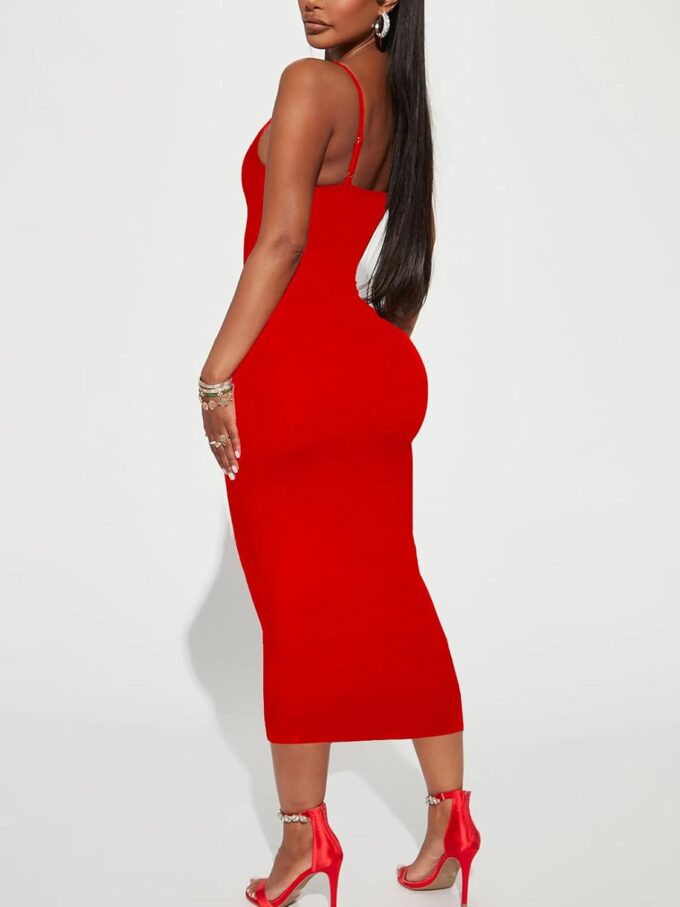 Women's Midi Bodycon Tight Dress - Spaghetti Strap Summer Casual Leopard Cheeath Print Club Party Long Fitted Slip Dresses – Bild 4