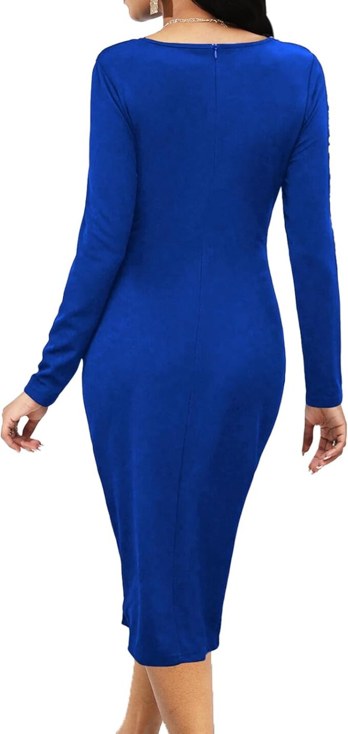 Yiershu Lässiges Damen-Midikleid mit halbem Reißverschluss, Rundhalsausschnitt, lange Ärmel, Pullover – Bild 2