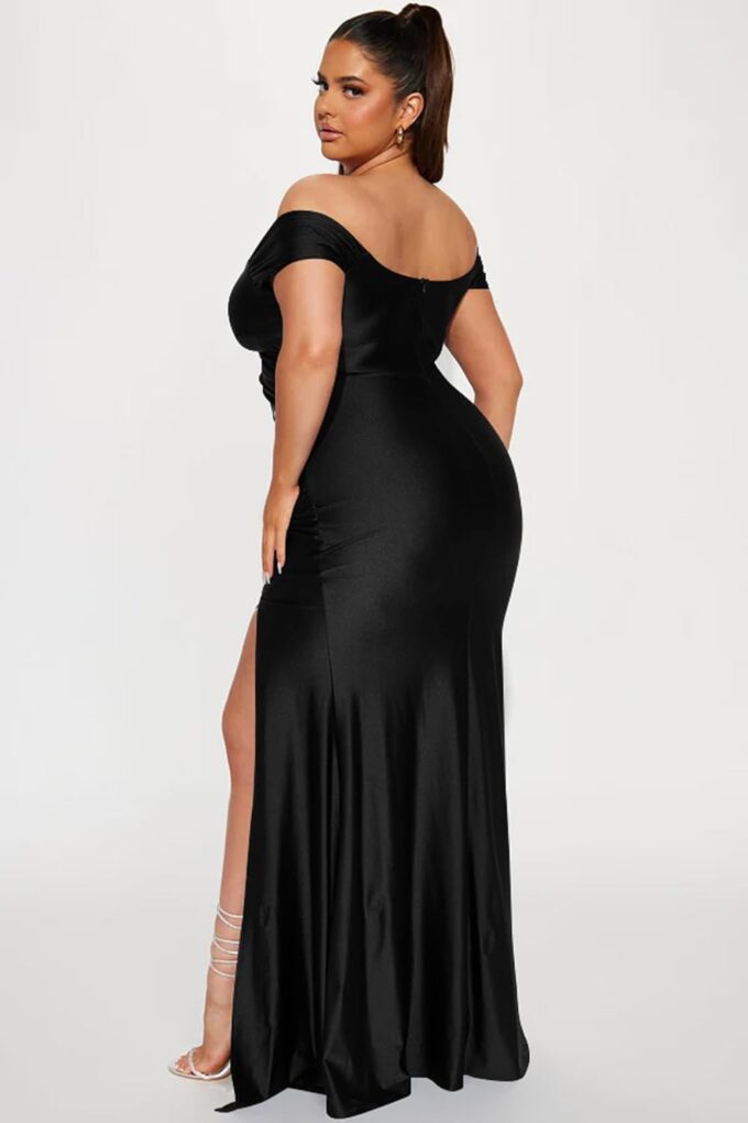 Memoriesea Women's Sexy V Neck Sleeveless Off Shoulder High Split Cocktail Party Maxi Dress – Bild 4