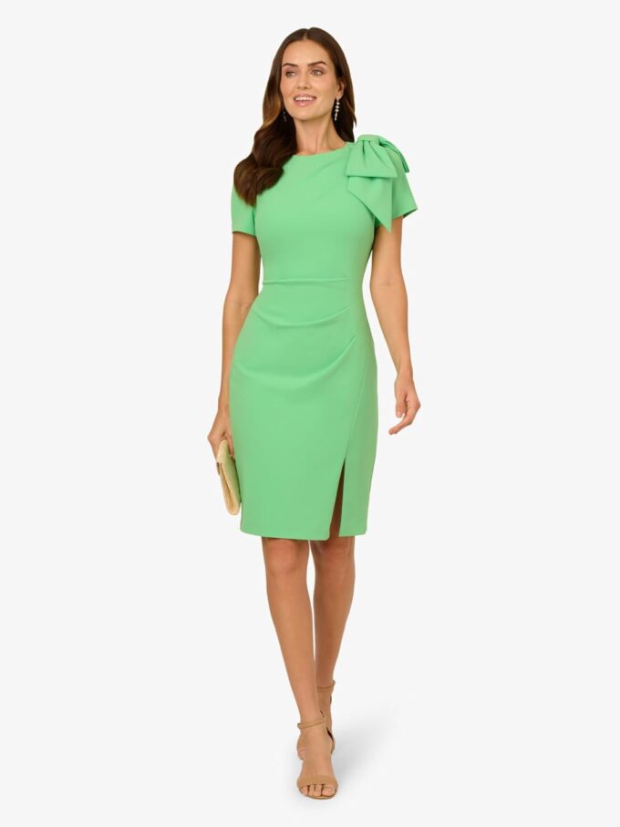 Adrianna Papell Women's Pleated Bow Midi Dress – Bild 3