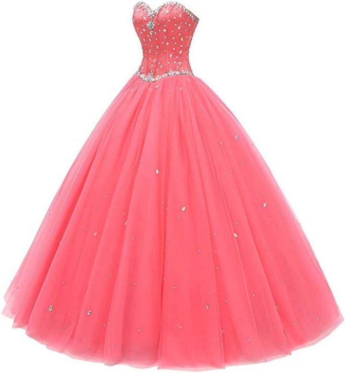 Women's Sweetheart Ball Gown Tulle Quinceanera Dresses Prom Dress – Bild 2