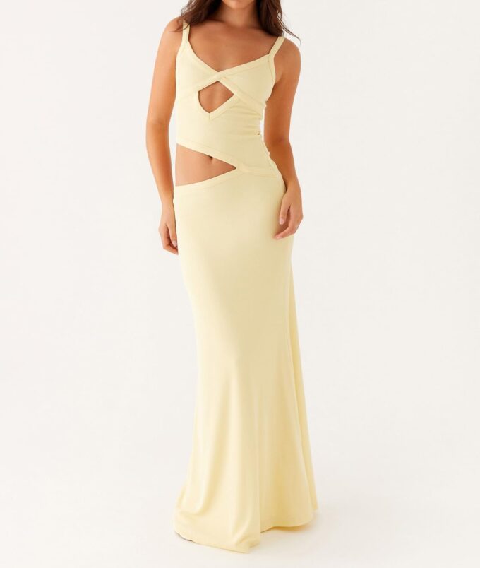 SOLILOQUY Women Spaghetti Strap Cut Out Maxi Dress Sleeveless V-Neck Backless Bodycon Dress Summer Long Dress Cocktail Party – Bild 2