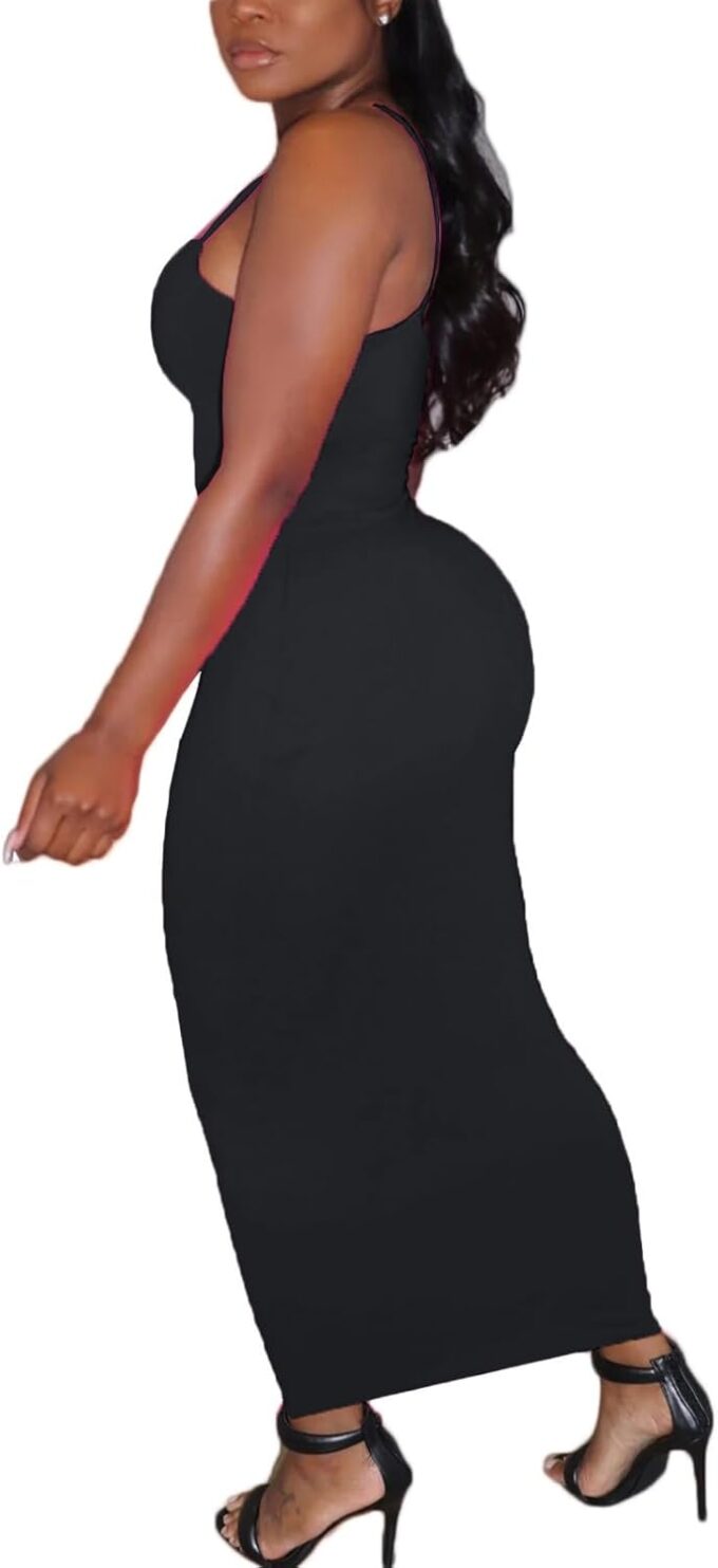 Women's Spaghetti Strap Bodycon Dress - Summer Casual Maxi Club Party Long Tight Slip Dresses – Bild 5