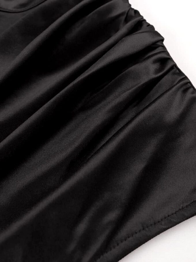 AOMEI Women's Cap Sleeve High Waist Ruched Slit Slim Elegant Long Satin Formal Dress – Bild 5