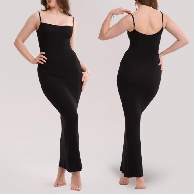 Maxi Black Bodycon Sexy Dress for Women 2025, Formal Long Ribbed Dresses Regular & Plus Size – Bild 4