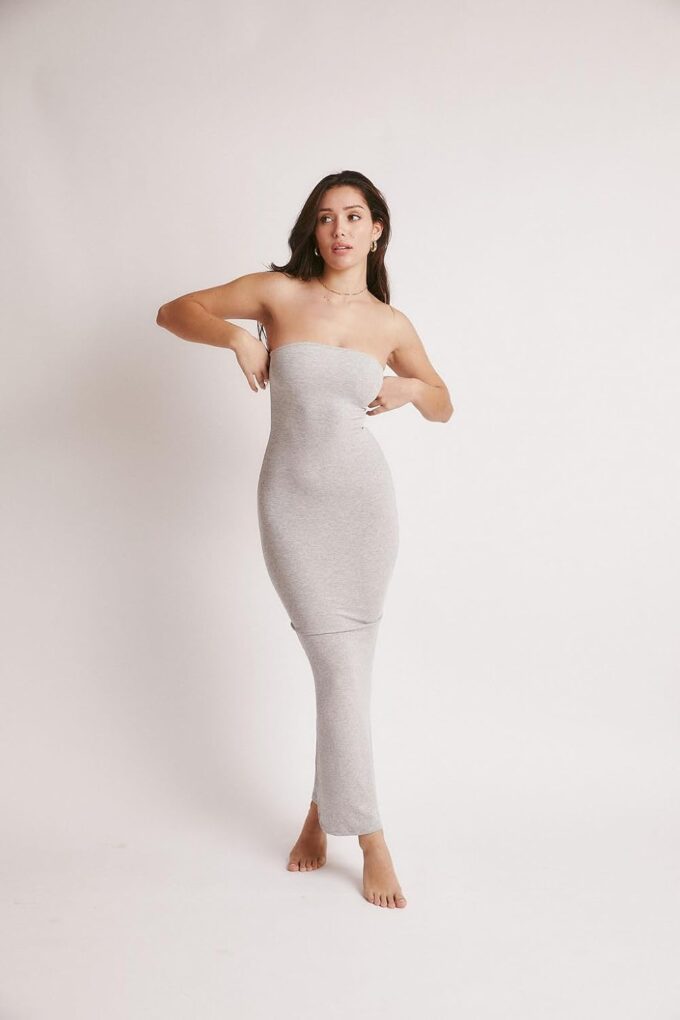 Almere Body Shaping Basic Strapless Maxi Dress – Bild 6