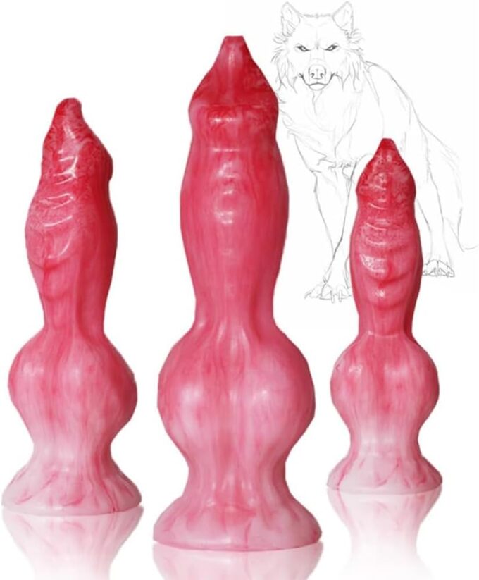 Leyuye Realistischer Wolf Dog Dildo Animal Fantasy Sexspielzeug mit Saugnapf Groß Weich Silikon Niedlicher Knot Dildo Pink Penis G-Punkt Prostata Sex Spielzeug für Frauen Männer und Homosexuell (S)