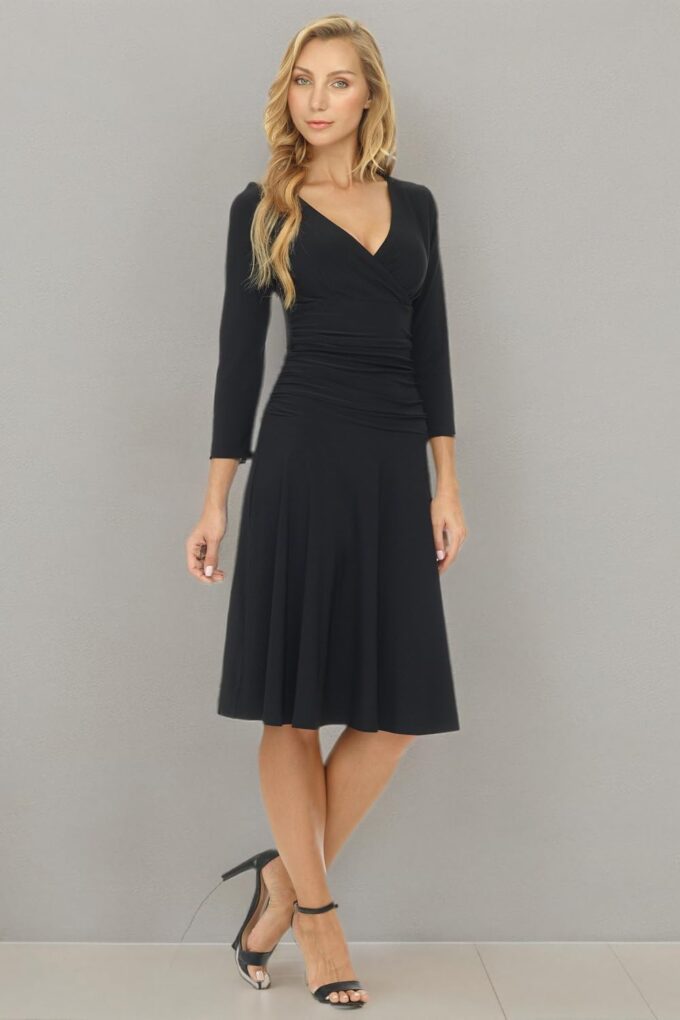 Rekucci Women's Slimming 3/4 Sleeve Fit-and-Flare Crossover Tummy Control Dress – Bild 7