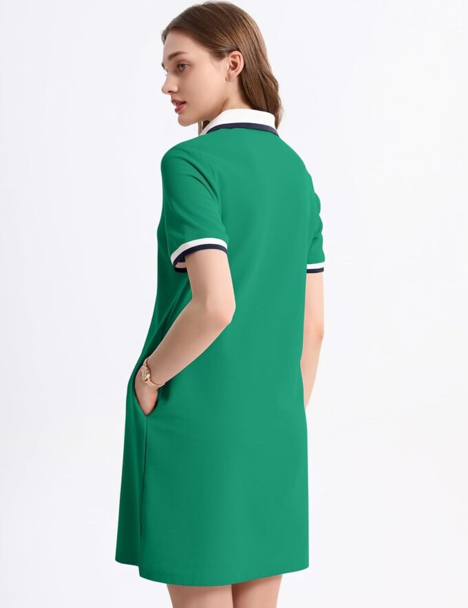 Kissonic Polo Dresses for Women Short Sleeve Tennis Golf Dress V Neck Summer Casual Dress with Pocket – Bild 3
