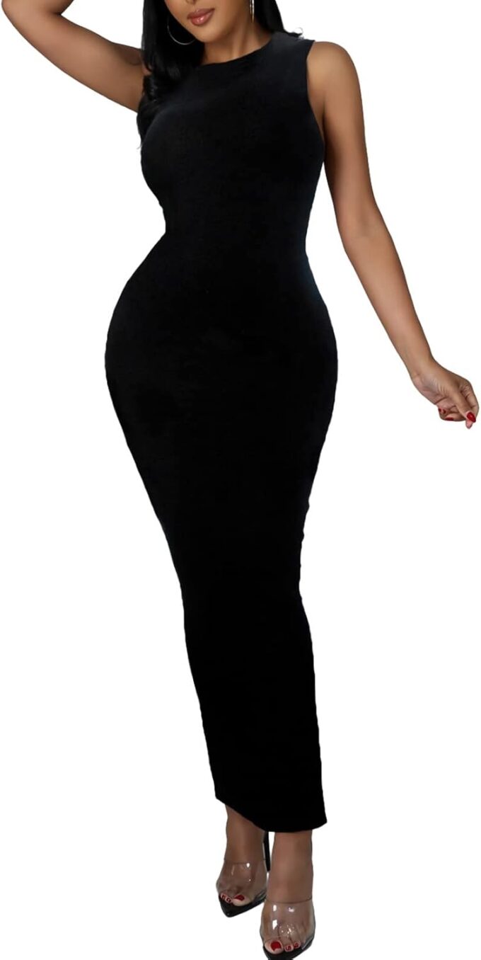 Women's Summer Long Bodycon Dress - Casual Basic Club Party Sleeveless Tank Sheath Dresses – Bild 5