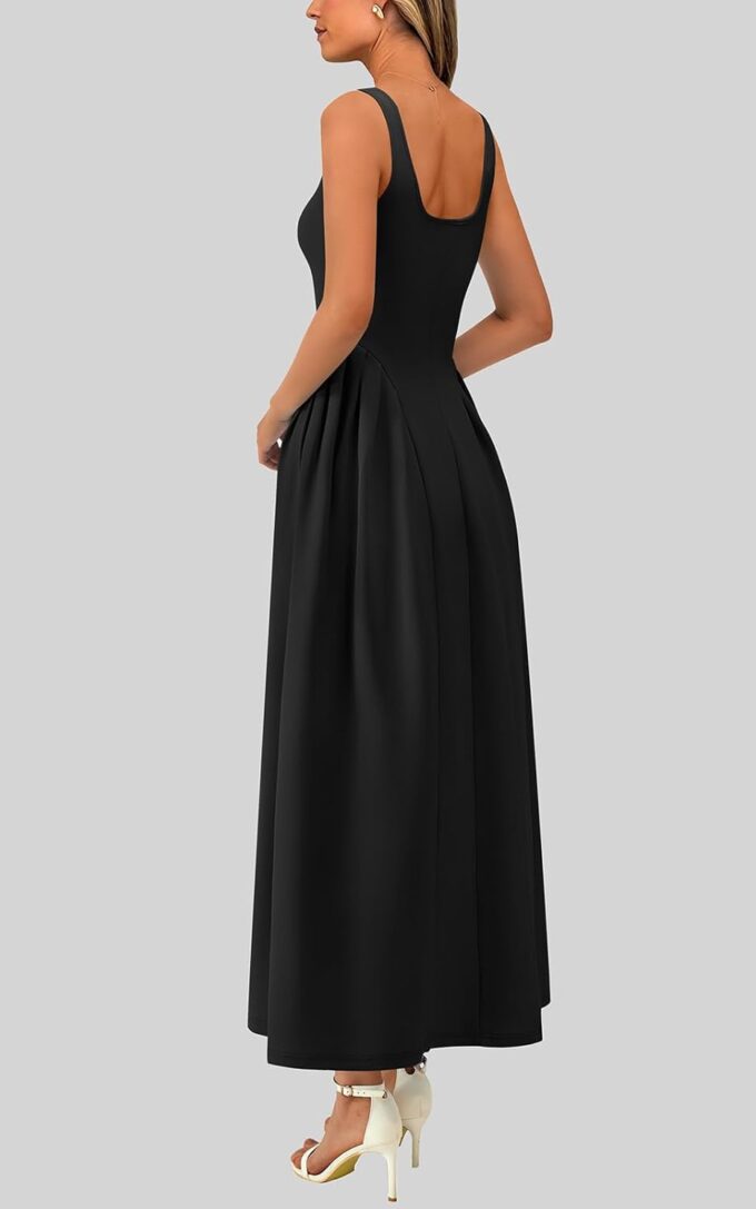 PRETTYGARDEN Solid Color Sleeveless Summer Dresses for Women 2025 Elegant Scoop Neck Cocktail Dress Semi Formal Midi Dress – Bild 5