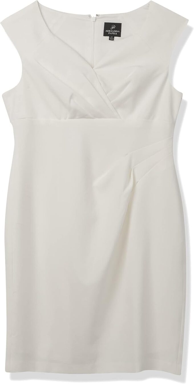 Adrianna Papell Damen Petite Plissee Surplus V-Ausschnitt Etuikleid