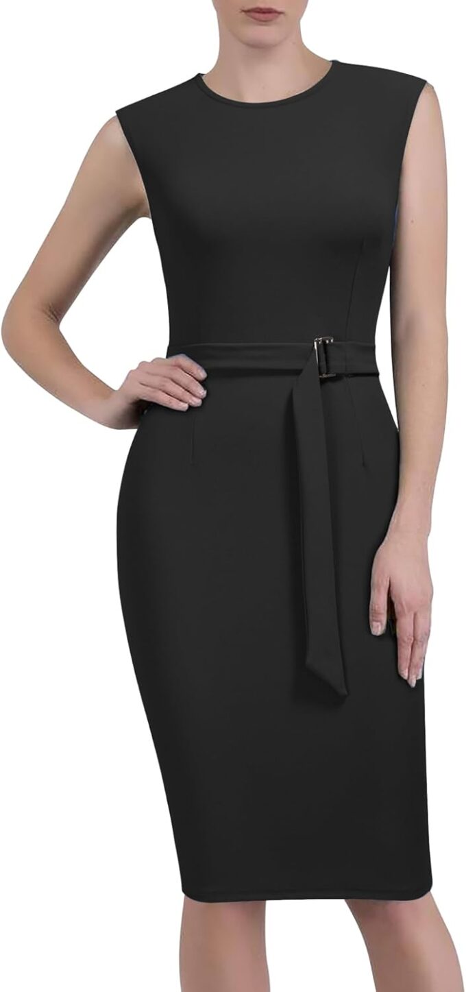 Women's Crewneck Sleeveless Wedding Guest Formal Cocktail Dresses – Bild 2