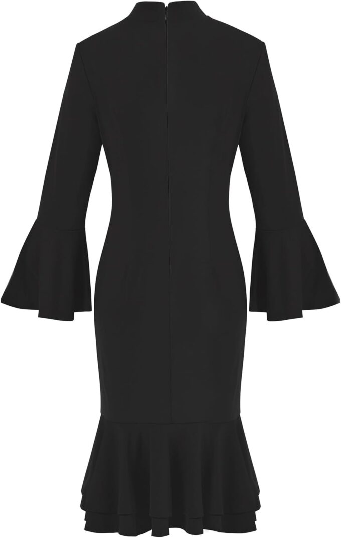 Women's Bell Sleeve Church Dress Clergy Fishtail Tab Insert Collar Priestess Dress – Bild 3