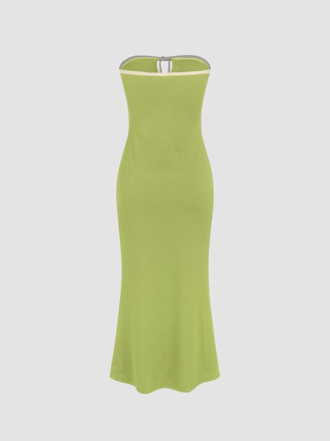 CIDER Strapless Tude Bodycon Midi Dress Ruched Tie Knotted Cocktail Party Summer Dresses – Bild 5