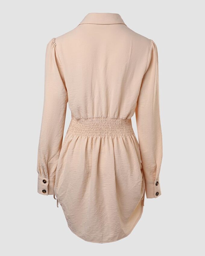 CHICME Women Shirt Dress Long Sleeve Button Down Blouses Side Drawstring Mini Dresses – Bild 7