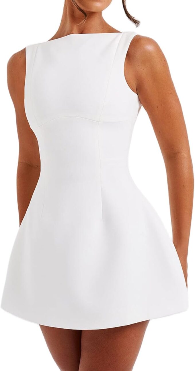 Women Bodycon Mini Dresses Summer Sleeveless Backless Slim Fitted A Line Dress Elegant Cocktail Party Short Dresses – Bild 2