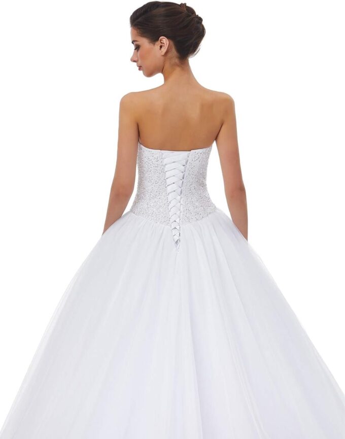 Sweetheart Tulle Ball Gown Wedding Dress, A-line Bridal Gown with Train – Bild 5