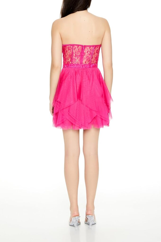 Forever 21 Women's Lace & Tulle Bustier Mini Dress – Bild 4