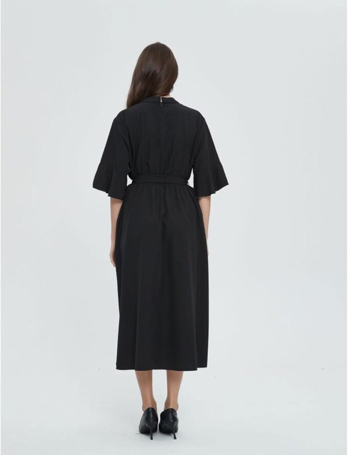 JCBFUME Clergy Kleid für Frauen Tab-Kragen Kurzarm Plus Kleid Schwarz Sommerkleidung – Bild 6