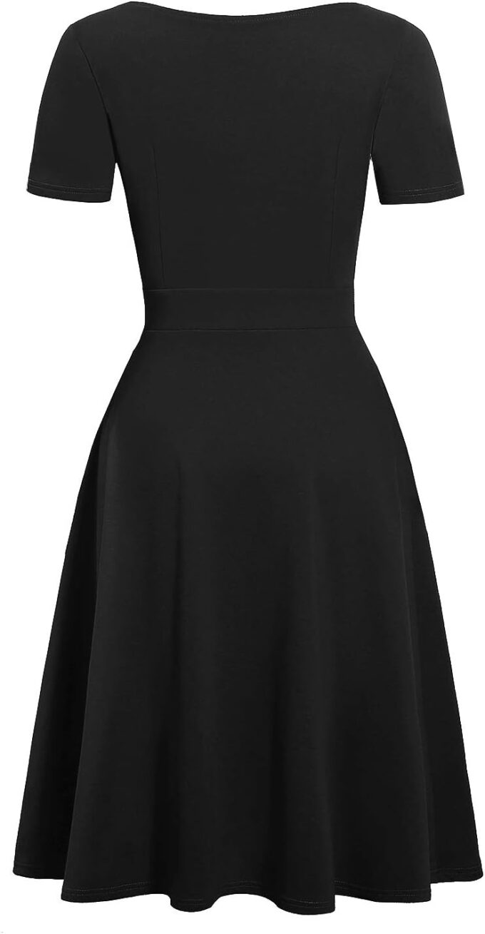Women's Elegant Vintage Dresses Knee Length Casual Floral Print Work Party Peter Pan Collar A-Line Dress with Pockets 978 – Bild 3