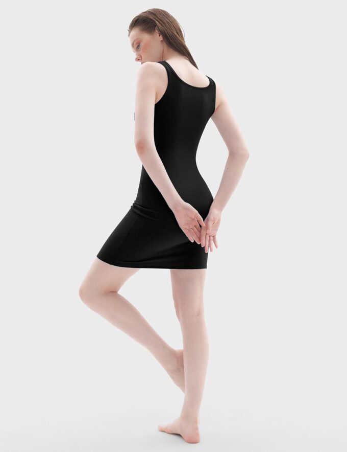 PUMIEY Women's Square Neck Mini Dress Ribbed Bodycon Tank Dresses Slim Fit Summer Dresses for Women – Bild 4