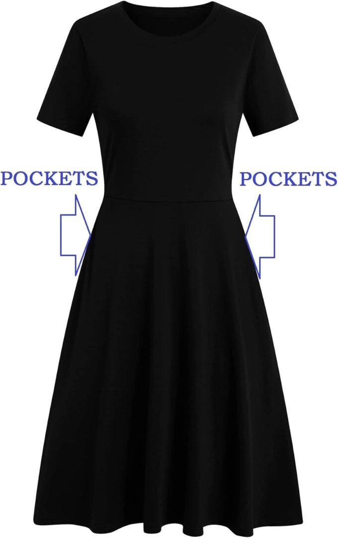 Women's Elegant Knee Length Dresses Vintage 50s Office Casual Floral Print Work Party A-Line Swing Dress with Pockets 162 – Bild 5