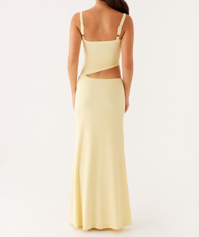 SOLILOQUY Women Spaghetti Strap Cut Out Maxi Dress Sleeveless V-Neck Backless Bodycon Dress Summer Long Dress Cocktail Party – Bild 4