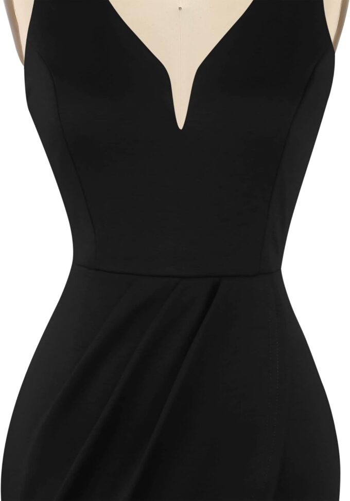oxiuly Women's Wrap V Neck Bodycon Ruched Cocktail Party Dress Chic Church Wedding Club Pencil Dresses OX345 – Bild 4