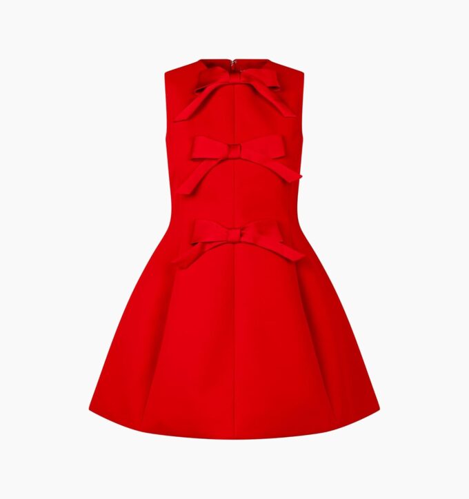 Women's Red Mini Dress - Solid, Crew Neck, Sleeveless, A-Line, Cocktail Party Dress - S, M, L, XL, XXL – Bild 4