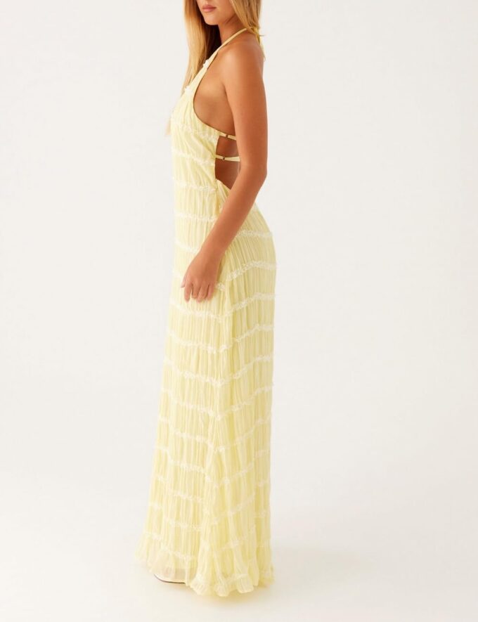 Women Halter Neck Maxi Dress Sleeveless Lace Tiered Smocked Long Dress Sexy Backless Party Vacation Beach Sundress – Bild 5