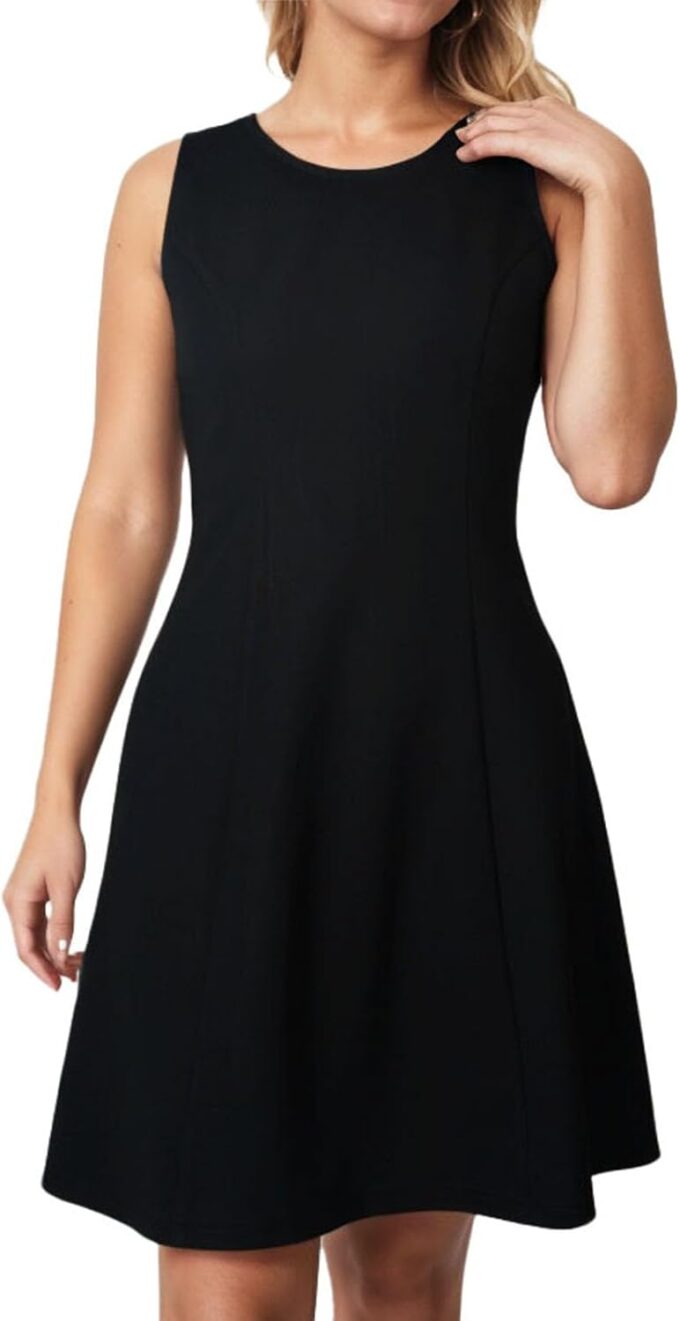 Women's Summer A-Line Mini Dress Sleeveless Round Neck Black Cocktail Dress for Party Graduation Semi-Formal Occasions – Bild 4