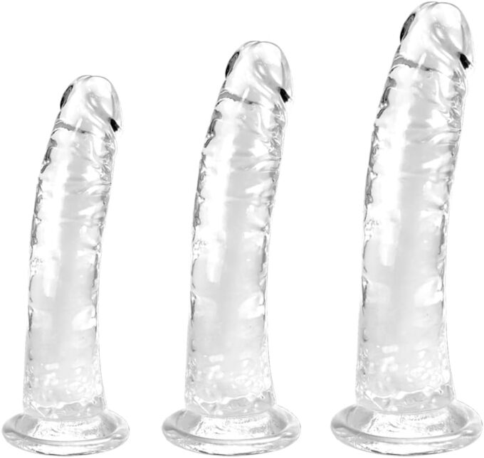 Klares Dildo-Set mit Saugnapf - Realistische Anal-Dildos für Herren in 3 Größen (klein, groß, riesig) - Perfekt für Anfänger bis Fortgeschrittene