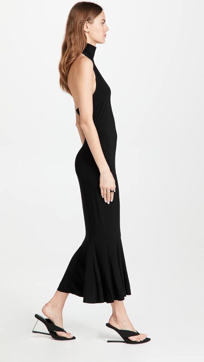 Norma Kamali Women's Halter Turtle Fishtail Dress – Bild 4