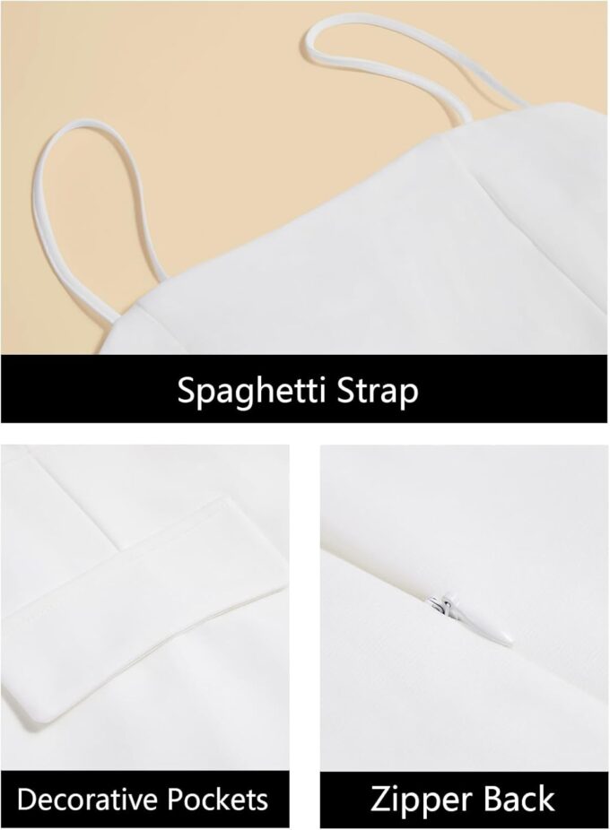 Wenrine Womens Sleeveless Mini Dress Summer Spaghetti Strap Zipper Back Slim Fit Party A Line Dresses – Bild 5